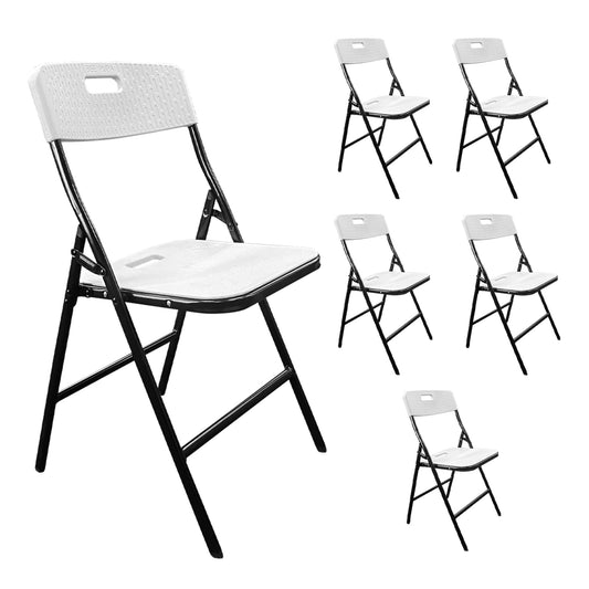 Texturierte Picknick Klappstühle - 6 Pack - Weiß