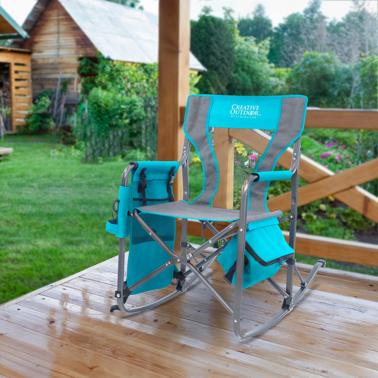 Klappbarer Schaukelstuhl mit Ice Box Cooler | Teal