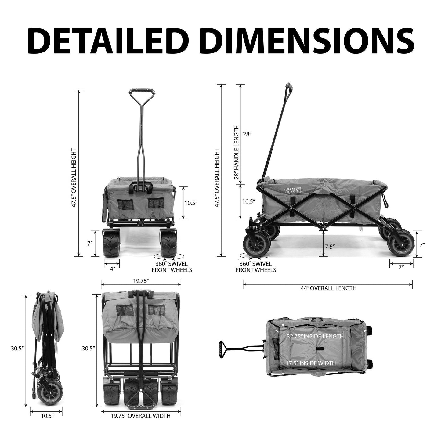 All-Terrain Faltender zusammenklappbarer Strandwagen | Heavy Duty | Two Tone - Purple Gray