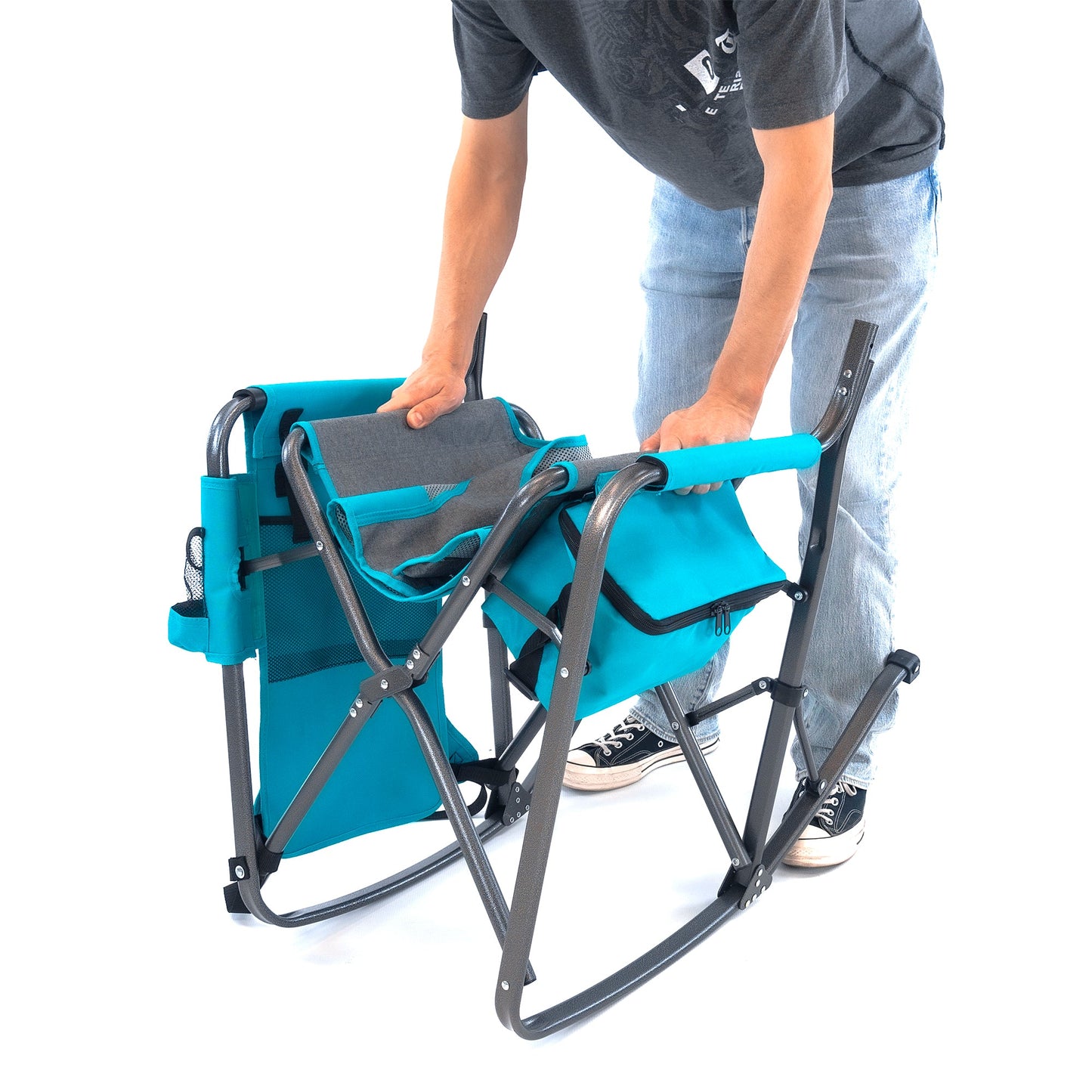 Klappbarer Schaukelstuhl mit Ice Box Cooler | Teal