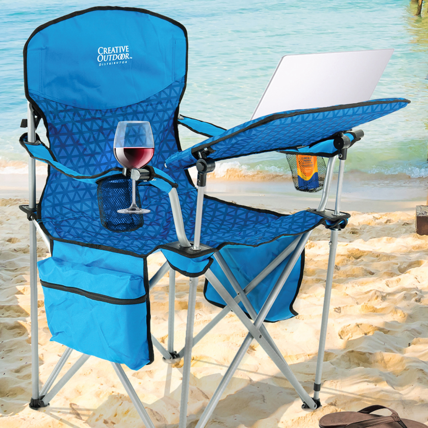 iChair Klappwein Stuhl mit verstellbarem Tisch | Ocean Diamond