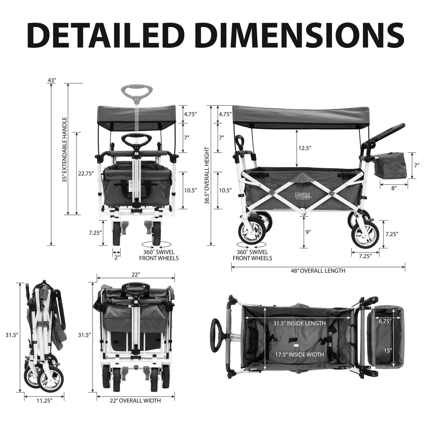 Silberserie Folding Stroller Wagon | Grau / Tee