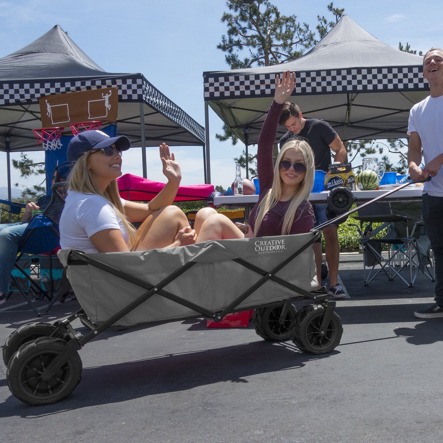 XXXL Monster Hauler Klappen Einklappbarer Strandwagen | Schwere Pflicht | Grau